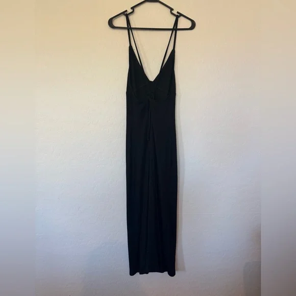Reformation Brant Dress ribbed bodycon midi 90s black soft stretch size M - Picture 3 of 8